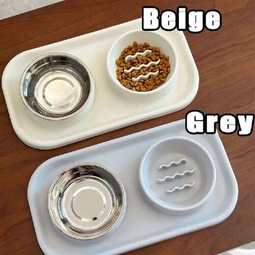 Non-toxic Double Slow Feeder Bowl Anti-knockover Food-grade
