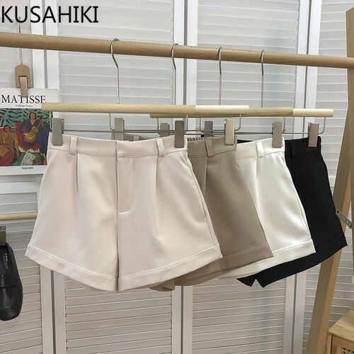 KUSAHIKI High Waist Woman Suit Shorts 2022 Spring Korean Bot