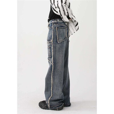 MELCLOTHES mens  autumn vintage old wash water burr straig