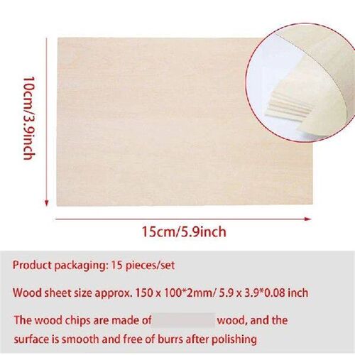Hot 15 Pack Unfinished Wood Sheets,Wood Thin Wood Board For