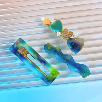 2/3pcs Hairpins Set Geometric Acetate Heart Hair Clips for W