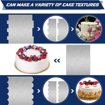 1pcs Stainless Steel Cake Scraper Double Sided Patterned Edg