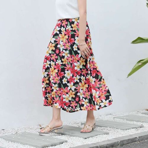 Floral Chiffon Skirt Womens Summer High Waist A- Line One-P