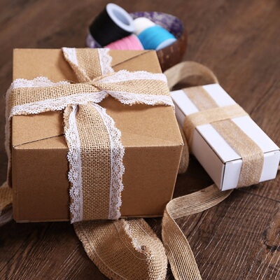 2M 2.5-5cm Natural Jute Burlap Ribbon Rustic Vintage Wedding