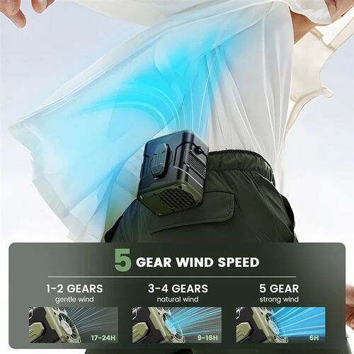 10000mAh Portable Waist Fan with Power Bank LED Lighting Han