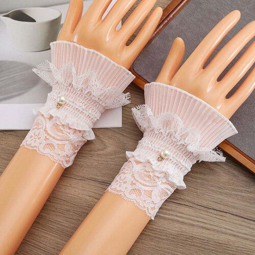 1Pair Nail Photo Glove Nail Art Lace Fake Pleated Cuff