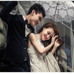 2020新款 白伞花边蕾丝伞公主洋伞女旅拍新娘雨伞 婚纱摄影道具法式