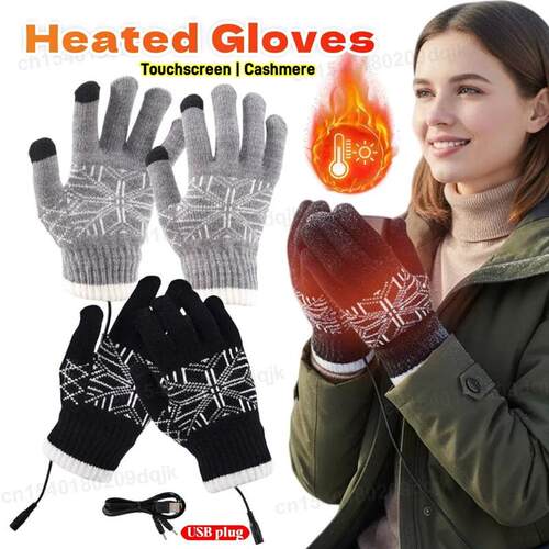 USB Electric Heated Gloves Touch Screen Outdoor Riding Skiin