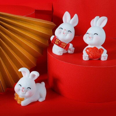 Mini Chinese New Year The Rabbit Zodiac Resin Small Bunny Ka
