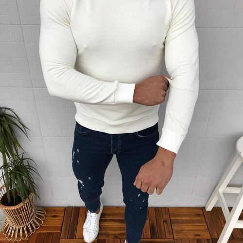 Mens long sleeve sanitary round neck casual trend mens bot