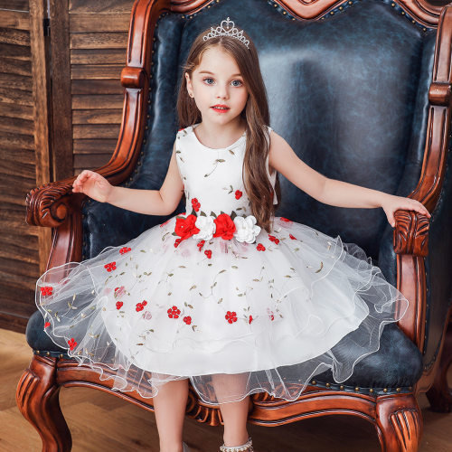 Girls dress Princess Dress mesh shaggot Skirt Girl Flower 6