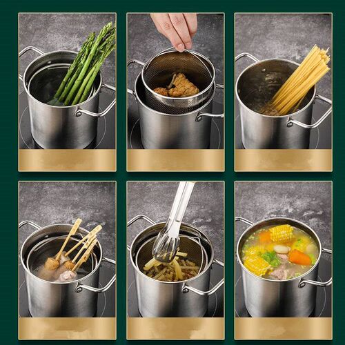 3L Deep Fryer Pot Stainless Steel Frying Pot With Mesh Steam