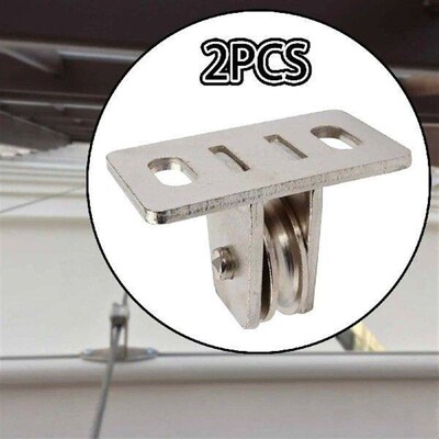2 Pieces Pulley Rail Fixed Pulley for Rope Cable Cord Guide
