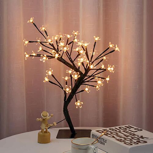 LED Cherry Blossom Tree Bonsai Fairy Night Light Table Twig