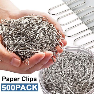 500/300/100/50PCS Metal Silver Paper Clips for Paperwork Sta