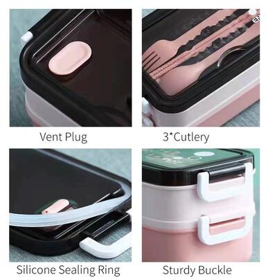 1pc 1400ml Double-layer Lunch Box Portable Compartment Food