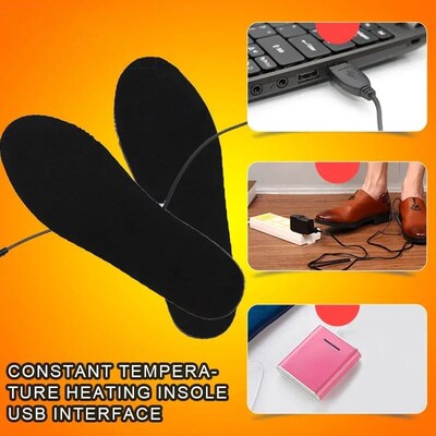 1 Pair USB Heated Shoe Insoles Foot Warming Pad Feet Warmer