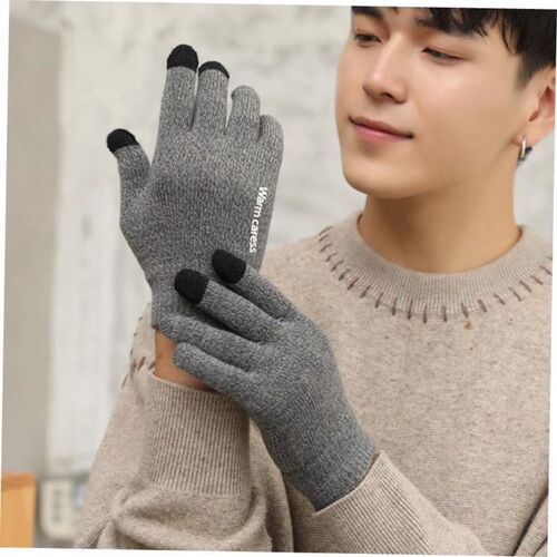 Knit couple gloves for men women winter warm non-slip glove