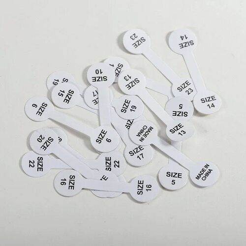 100pcs Ring Size Printed Tags Self-adhesive, glue ends adhes