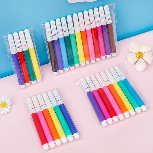 4/6/8/12 Colors Mini Watercolor Art Markers Brush Pen Highli