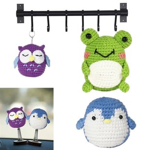 3Pcs Complete Crochet Kit Frog/Owl/Penguin Cute Animal Croch