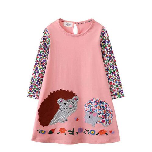 Childrens Dress Autumn Knitted Cotton Girls Long Sleeve Pri