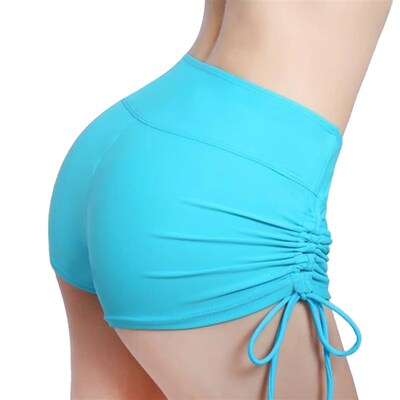Womens Swimming Shorts High Waist Sides Drawstring Ruched