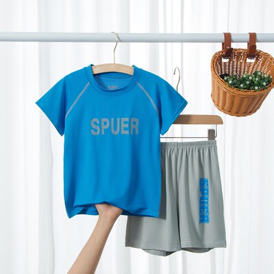 Summer Kids Short Sleeve Set Elastic Mesh QuickDry Set Boys