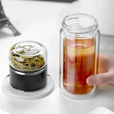 Tea Water Bottle High Borosilicate Glass Double Layer Tea Wa