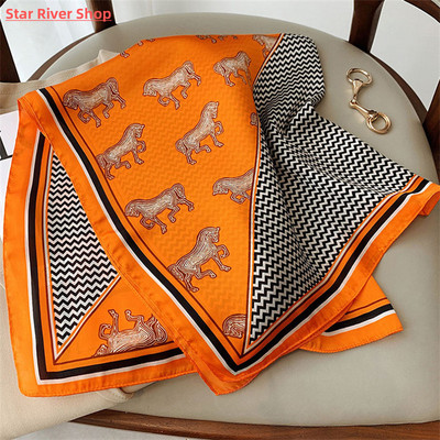 2022 New 70*70cm Silk Satin Hair Scarf Women Handkerchief Pr