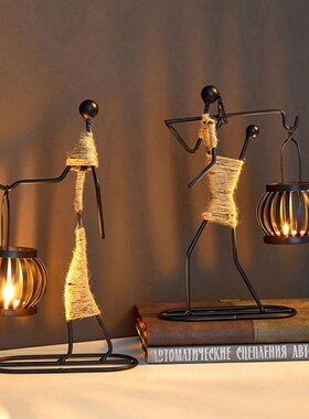 Nordic Creative Metal Candlestick Abstract Character Sculptu