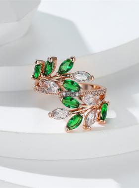 Marquise Cut Royal Blue Green Purple Pink Zircon Leaf Rings