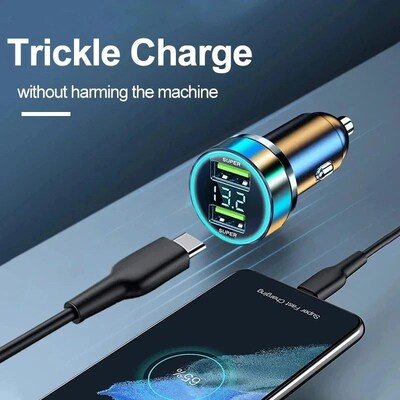 Car Charger Fast Charging 240W  2 USB Port Adapter with Digi