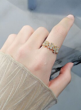 Zircon Daisy Ring Fashionable Open Adjustable Finger Ring fo