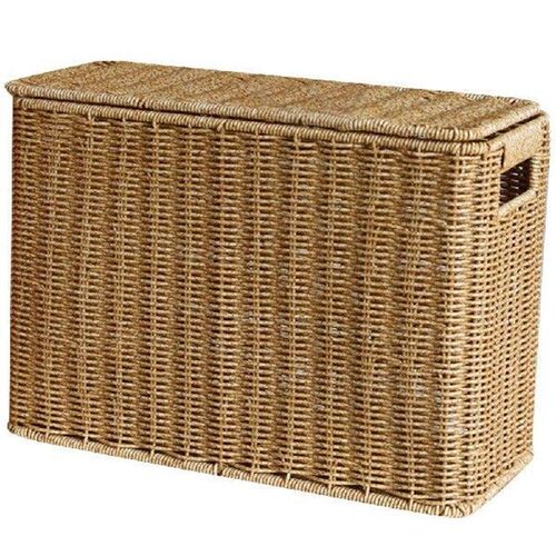Wicker Storage Baskets Lids Rectangular Woven Shelf Baskets