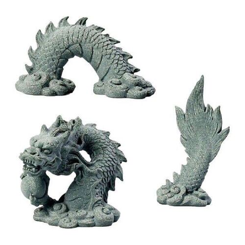 Dragon Statue Set Miniature Hand Carved Tea Pet for Living