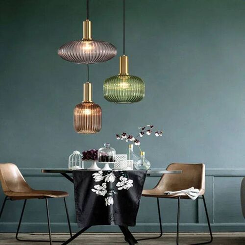 Retro Nordic glass pendant lamp bedroom bedside chandelier b