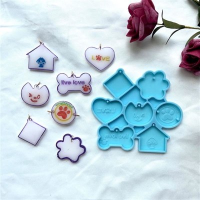Epoxy Resin Mold DIY Dog Tag Bone Shaped Keychain Casting Si
