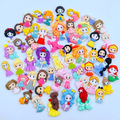 10/20Pcs New Cute Resin Mini Cartoon Princess Flat Back Cabo