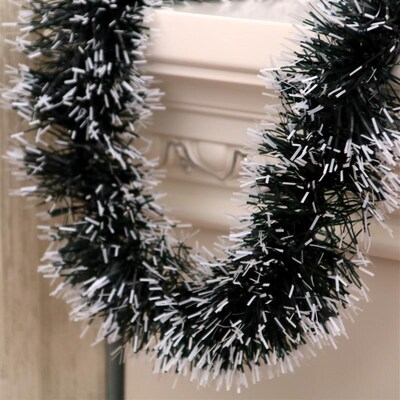 Green Garland with White Tips, Flocked Christmas Tree Decor