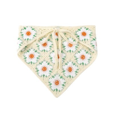 Retro Cute Triangle Scarf Handmade Crochet Flower Headband f