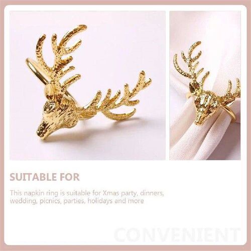 4 Pcs Deer Head Napkin Rings Metal Napkins Xmas Party