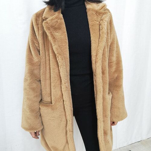 Bella Philosophy Women Mink Faux Fur Coat Solid Female Turn