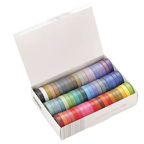 60 Pcs/Set Basic Solid Color Washi Tape Rainbow Masking Tape