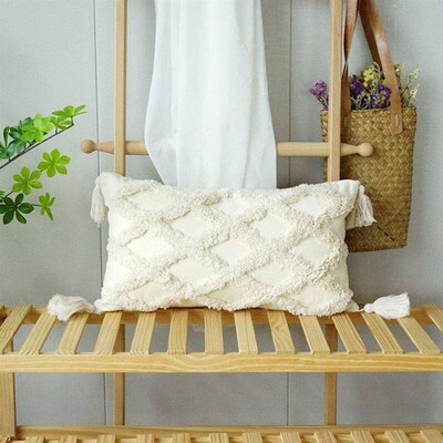 Premium Tufted Sofa Cushion Cover with Tassel Bohemian Handm