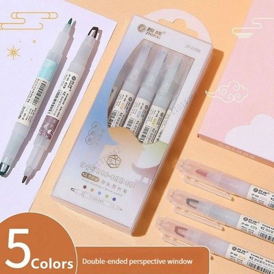 5pcs/set Double Tip Highlighter Pens Kawaii Colored Manga Ma