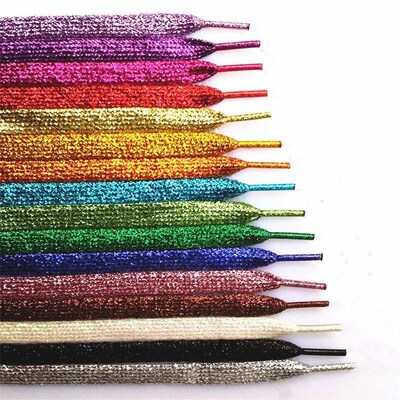 1Pair Fashion Glitter Shoelaces Colorful Flat Shoe laces for