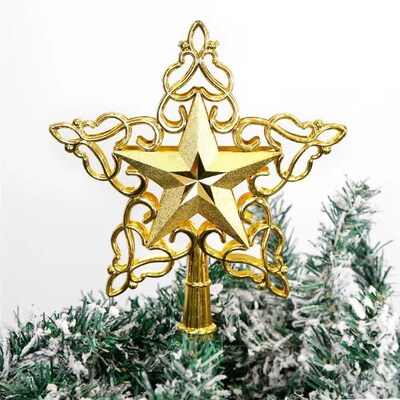 Christmas Decoration Lace Hollow Five-pointed Star Tree Top