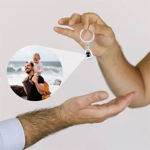 Personalized Photo Projection Keychain Custom Heart Photo Ke