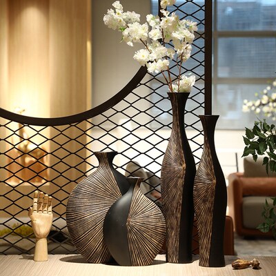 Retro light luxury vertical vase decoration room dry flower